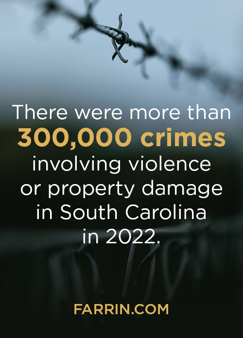 There were over 300000 crimes involving violence or property damage in SC in 2022.