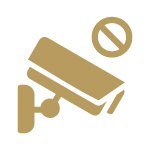 Gold icon representing a lack of security cameras.