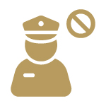 Gold icon representing a lack of security guards.